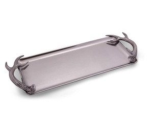 Bandeja decorativa de aluminio con asas de hojas Accesorio para el hogar y regalo de boda para Decoración - Product Image 6