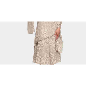 Abito da sera Alex Evenings da donna, in raso marrone, taglia 14, con stampa, orlo a balze, gonna a tubino staccabile, spacco, vita naturale, lunghezza al pavimento - Product Image 3