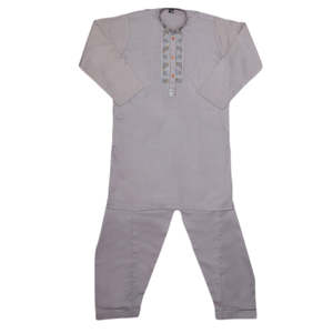 Traje Kurta Shalwar Bordado para Niños - Gris - Product Image 1