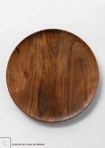 Assiettes à dîner en bois 6 pouces ensemble de 4 assiettes en bois d'acacia plateau rond nettoyage facile plateau de service pour la nourriture Dessert assiette à salade - Product Image 5