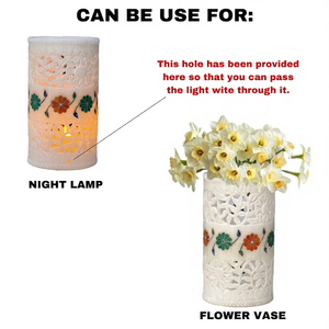 Lámpara de Noche Multiusos de Alabastro Natural con Incrustaciones, Florero de Mármol Tallado a Mano, Lámpara Decorativa de Mármol - Product Image 4