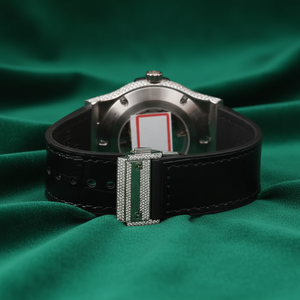 Montre de luxe en acier inoxydable avec bracelet en cuir, résistante à l'eau, affichage analogique, mouvement ETA, diamant moissanite - Product Image 4