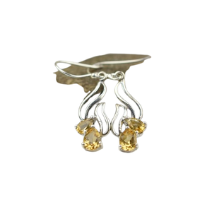 925 plata esterlina sólida hecha a mano piedras preciosas citrino Spinner pendientes 925 Plata estampada mejor calidad niñas pendientes colgantes - Product Image 1