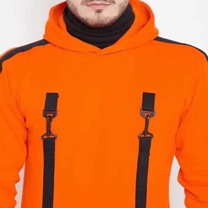 2025เสื้อฮู้ดสวมหัวของผู้ชายสีดำและส้มออกแบบได้ตามต้องการดีไซน์แฟชั่นใหม่ - Product Image 3