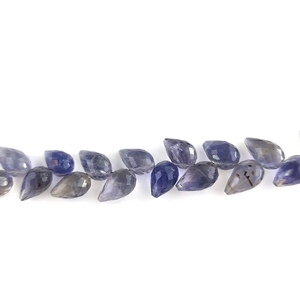 Perles de pierres précieuses de Briolette à facettes en gouttes d'iolite 12x7mm, vendues par 8 pouces de Long, fournitures de fabrication de bijoux - Product Image 2