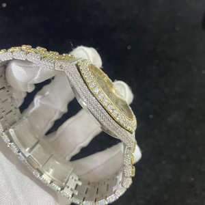 Montre mécanique automatique haut de gamme en acier inoxydable avec style glacé orné de pierres de moissanite, mode, luxe, beauté - Product Image 6