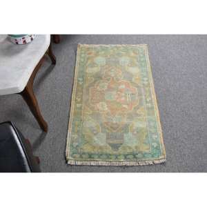 Classic Green Beige 1.8 X 3.1ft Wool Rug <b>Turkish</b> Aubusson Design Living Room <b>Carpet</b> Patchwork Latex for Hallway Bedroom Use - Product Image 4