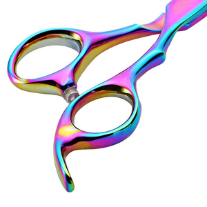 Tijeras para adelgazar el cabello de peluquero de acero inoxidable alemán recubiertas de titanio con reposapiés fijo - Product Image 4