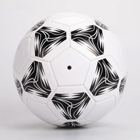 Ballon de football Soccer Max taille 5 blanc avec motif noir, thermocollé, durable, pour entraînement, emballage gonflé