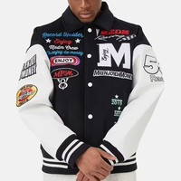 Veste universitaire d'hiver pour homme en toile de haute qualité, broderie chenille, manches en cuir, style baseball personnalisé, vente en gros