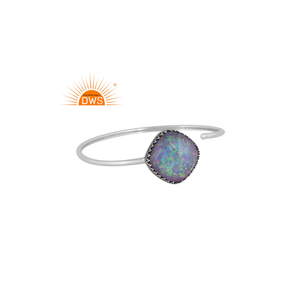 Latest Design Oxidized Sterling <b>Silver</b> Synthetic Green Fire <b>Opal</b> Gemstone Adjustable <b>Ring</b> Custom Jewelry for Women Gift for Her - Product Image 5