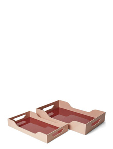 Plateaux de service rectangulaires modernes en laque avec poignées Organisateur décoratif brillant pour la nourriture, les boissons, le café et l'affichage à la maison - Product Image 2