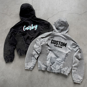 Fabricante personalizado chaqueta con doble cremallera Boxy Fit Drop Shoulder rayas de lana de punto Anti-Pilling doble capa Reversible - Product Image 3