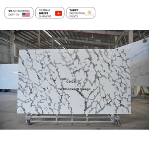 Mesa de comedor de cuarzo Premium Tarifa inferior Calacatta Oro Alta resistencia a la compresión Mesa de comedor de cuarzo - Product Image 4