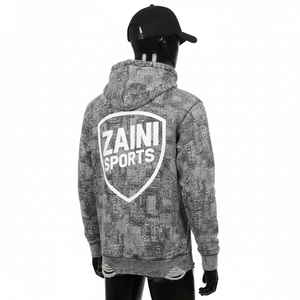 Sweat-shirt à capuche en tissu polaire premium 330GSM, motif imprimé ville, logo personnalisé, impression sérigraphique et strass - Product Image 3