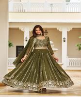 Ensemble Lehenga Choli en coton Georgette brodé, design moderne, tenue festive pour femme, pour mariage et festivals, nettoyage à sec et en machine