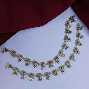 Indian Wholesaler Jewellery <b>Silver</b> Tone Bell Charms Tassel Bridal Wedding Chain <b>Anklet</b> Set Indian Fashion Jewelry <b>for</b> <b>Women</b> - Product Image 3