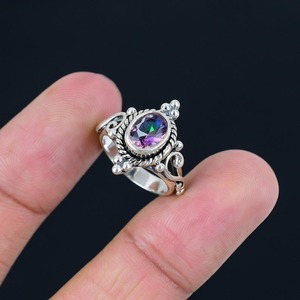 Topaze Mystique Pierre Naturelle en Argent Sterling 925 Massif Fait à la Main Bague de Meilleure Qualité Bijoux Bague en Argent Sterling 925 Estampillé - Product Image 5