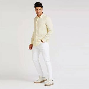 تصنيع المعدات الأصلية مخصص لون خالص طويل الأكمام جولة الرقبة البلوز عارضة مخطط تي شيرت للرجال - Product Image 1