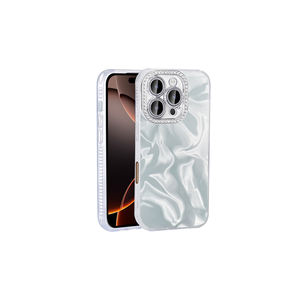 Funda de Silicona con Detalles de Piedras Brillantes de Lujo para iPhone 16 Pro Max 12Promax 7Plus, Protección contra Impactos, Impresión UV, TPU Blanco - Product Image 1