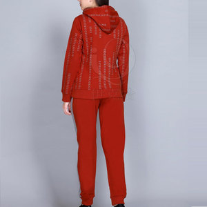 Chándal estampado personalizado con chaqueta con cremallera completa y pantalones a juego Chándal estampado de dos piezas con diseño gráfico elegante - Product Image 3