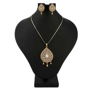 American Diamond <b>Locket</b> Set - White & Golden - Product Image 1