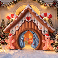 Grande maison de Noël gonflable en forme de maison de pain d'épices, grande tente de Noël gonflable pour l'extérieur, décoration de fête de Noël pour événements