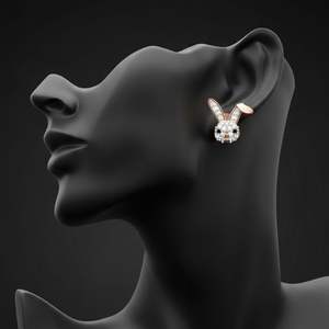 Pendientes de Diamantes de Oro Rosa de 14K para Mujer, Joyería Moderna con Certificación IGI y Baño de Rodio, Oro Sólido Certificado - Product Image 2