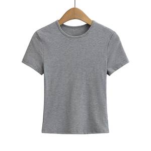 Custom High Quality Women Autumn <b>T</b>-<b>Shirts</b> 100% Cotton Slim Fit Breathable Casual <b>Raglan</b> Sleeve Short Sleeve <b>T</b>-<b>Shirt</b> Wholesale - Product Image 2