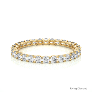 1.2 CTW Round Cut Lab Grown Diamond Full Eternity Set CVD Wedding <b>Band</b> Yellow Gold Anniversary Gift <b>Rings</b> - Product Image 1