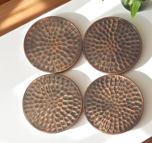 Hammered metal coaster Copper coaster set Handmade metal coasters Rustic drink coaster Vintage metal coaster Brass coaster - Product Image 2