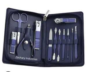 Ensemble de 12 coupe-ongles professionnels en acier inoxydable à lame droite et pointe affûtée, 100 % haute qualité, pliables, pour manucure et soin des cuticules - Product Image 1