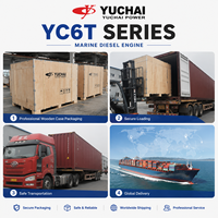 Mesin Diesel Kelautan YUCHAI YC6T 6 Silinder Turbocharged Motor Penggerak 360kW 490hp 1500rpm untuk Kapal Kargo Kapal Nelayan
