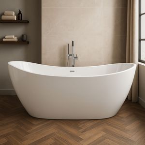 Baignoire autoportante ovale en acrylique blanc brillant Taille L170xH68xP80 Pack 1 - Product Image 2