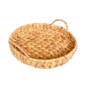 ตะกร้าหวายสานทรงกลมทำจากเวียดนามถาดทอดผลไม้หญ้าทะเลทำจากไม้ไผ่พร้อมที่จับสำหรับโต๊ะอาหาร - Product Image 1