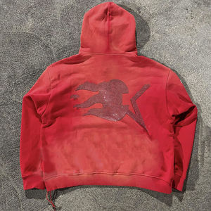 Sudadera con capucha Coreana de lana pesada personalizada, lavado ácido desteñido Vintage sin forro, 300g, poliéster/algodón, secado rápido, transpirable, teñido liso para - Product Image 5