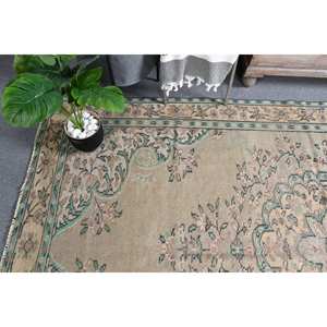 Tapis en laine vert Beige classique 5.9X9.4 pieds Vintage turc plat tissage Patchwork motif pour salon décor couloir utiliser Latex - Product Image 2