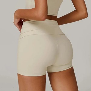 Pantalones cortos de gimnasio de talla grande de cintura alta para mujer, Bermudas sólidas para entrenamiento, pantalones cortos de Yoga, levantamiento de glúteos, cintura media de punto, calle alta - Product Image 6