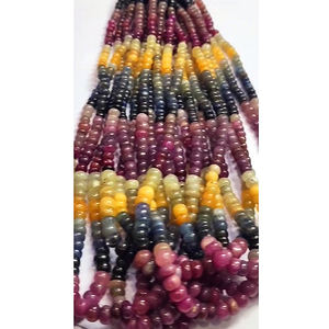 พลอยแซฟไฟร์หลายเส้นจากธรรมชาติจำนวน10เส้นขนาด4-13มม. เป็นเม็ดเรียบ1014 CT ล็อตขนาด16นิ้ว iroc $142 - Product Image 1