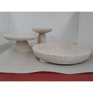 Newstar Salon Moderne Beige Marbre Table Basse Ensemble Canapé Table <span class=keywords><strong>D</strong></span>'appoint Table Basse Ronde En Marbre - Product Image 4