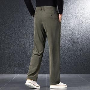Pana hombres casa suelta tubo recto Otoño Invierno pantalones mediana edad drapeado botón Color sólido Vintage tamaño grande pantalones completos - Product Image 2