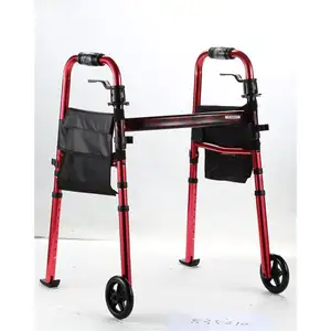 Boneco dobrável moldura de mobilidade dobrável, auxiliar de caminhada, caminhador de alumínio para adultos com desbloqueio