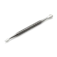 Pousse-cuticules et cuillère nettoyante pour ongles professionnels réutilisables, plaqués or, double face, en acier inoxydable