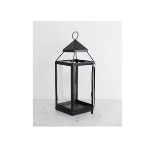 High Quality <b>Metal</b> Casted Decorative Aluminum <b>Metal</b> <b>Lantern</b> for Eid Ramadan Decoration Handmade Black Plated Rectangle Shape Use - Product Image 1