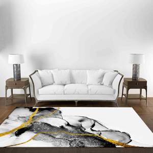 Tapis en marbre de luxe : noir, blanc et or, tapis antidérapant, tapis doux non tissé - Product Image 3