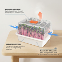 Kit de culture de micro-légumes 2-en-1, plateau de semis à 12 cellules avec dôme d'humidité, sans BPA, système de jardinage intérieur réutilisable pour semis