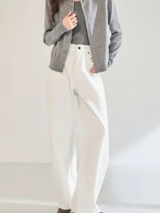 Pantalones vaqueros de punto de pierna ancha favorecedores para mujer, colección de pantalones vaqueros elegantes personalizados para otoño 2025 - Product Image 5