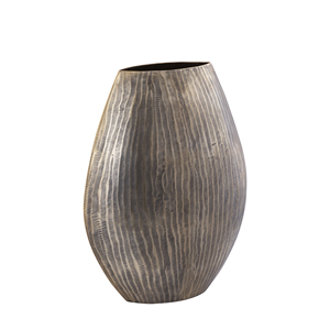 Antique Gold <b>Ribbed</b> Aluminum Tabletop <b>Vase</b> Modern Design Handmade Home & Wedding Decorative Flower Pot Hot Sale Oval Metal Pot - Product Image 2