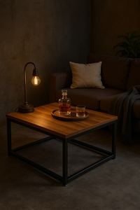 Khung kim loại đen hiện đại phòng khách trung tâm bàn gỗ hình chữ nhật hàng đầu đồ nội thất tối giản phong cách Thế Kỷ Walnut Bàn cà phê - Product Image 4