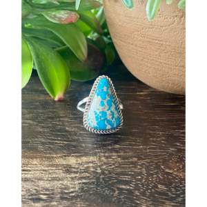 South Hill <b>Turquoise</b> Sterling Silver <b>Ring</b> Size 9.5-Princess Cut Geometric Fine Jewelry for Everyday Wear - Product Image 1
